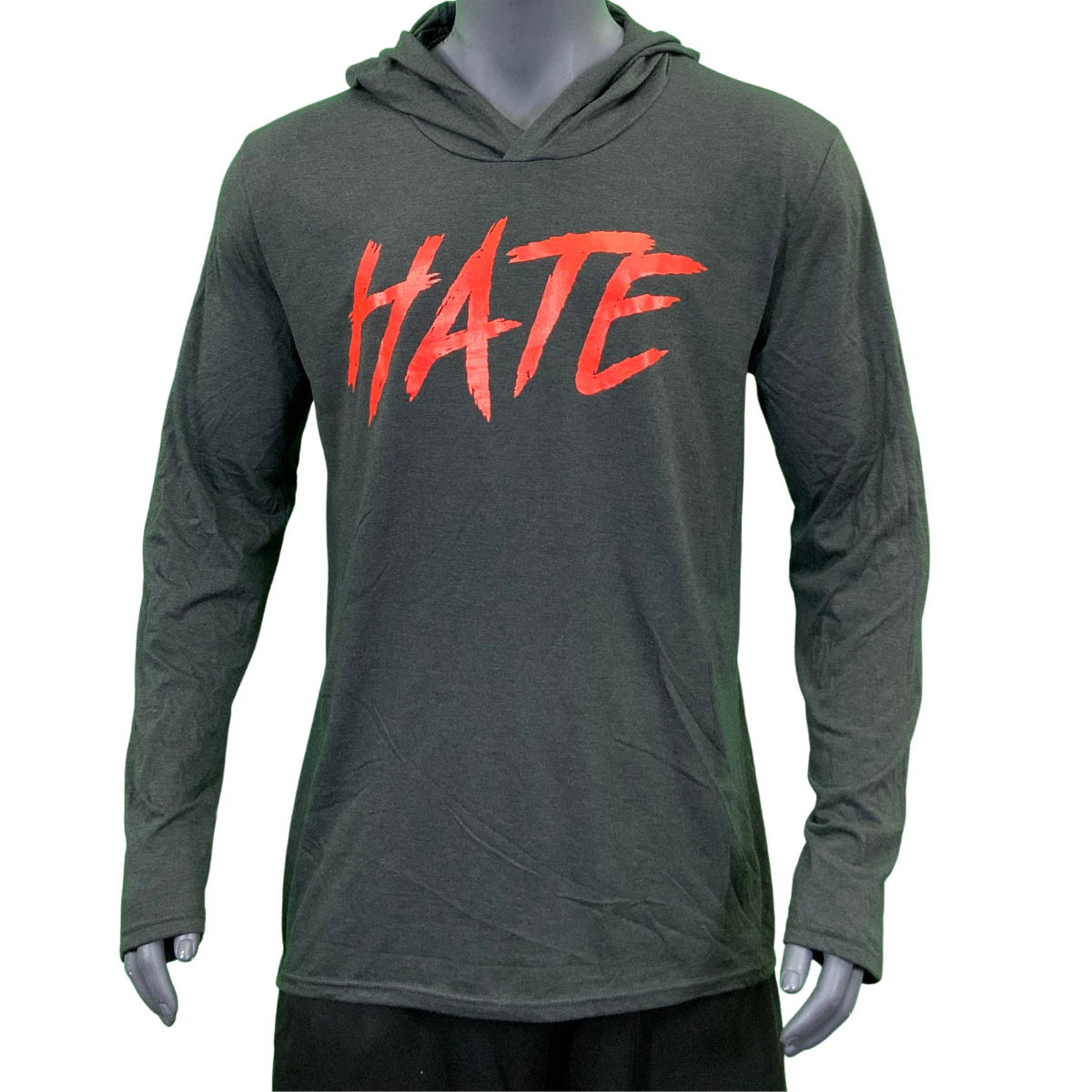HATE Thin Hoodie Black Frost/Red